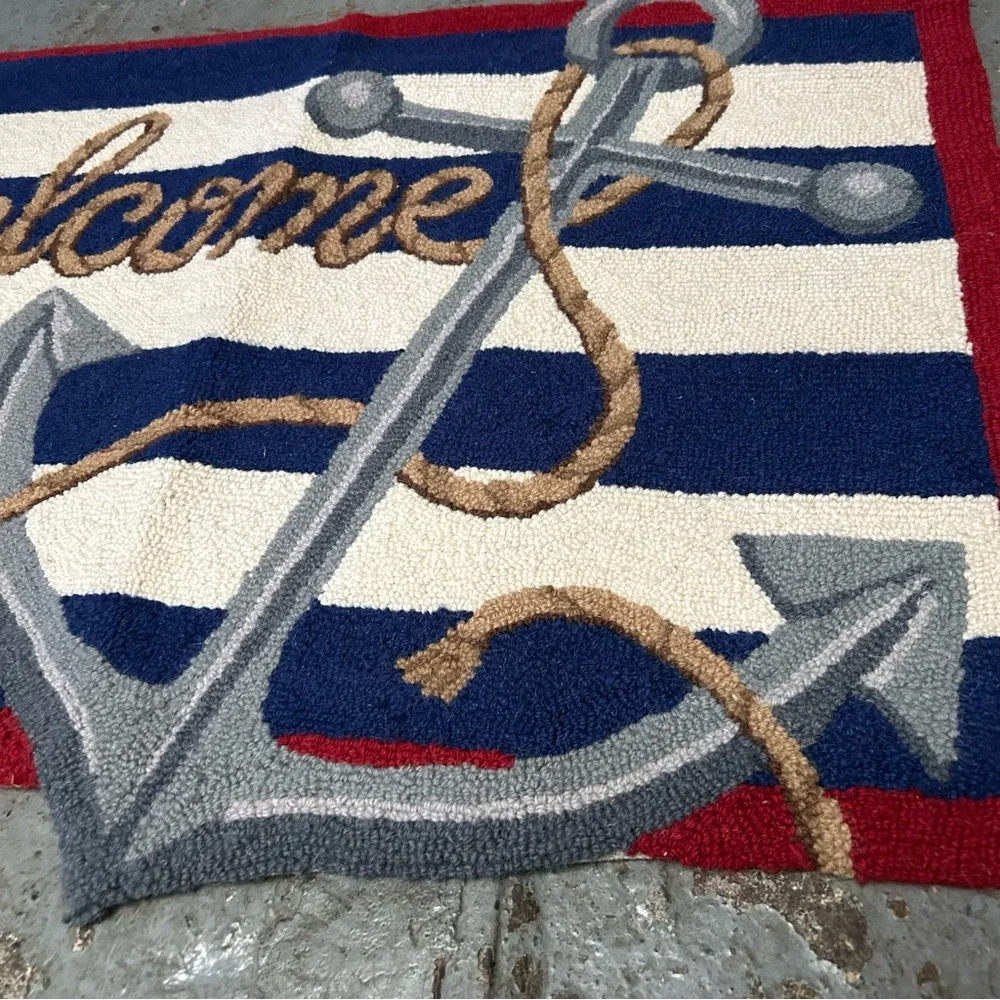 Nautical Welcome Mat with Anchor Design #1201257